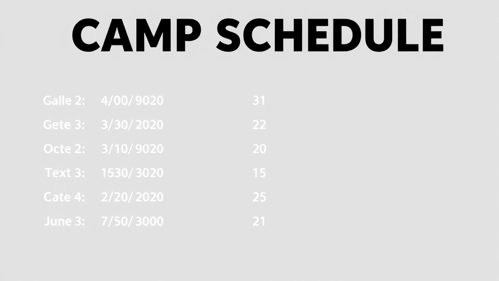 Camp Schedule and Important Dates