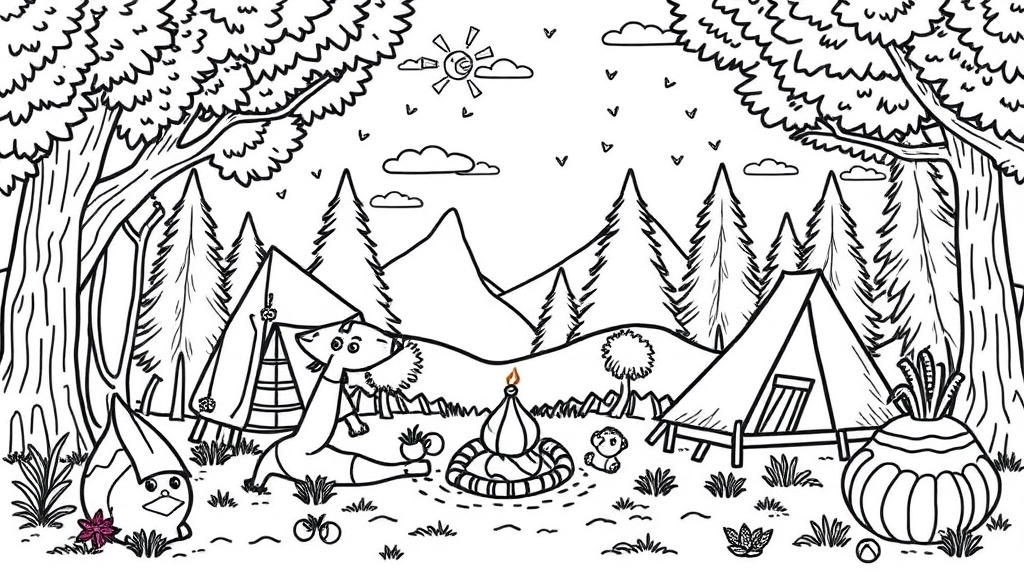 Summer Camp Coloring Pages for Kids