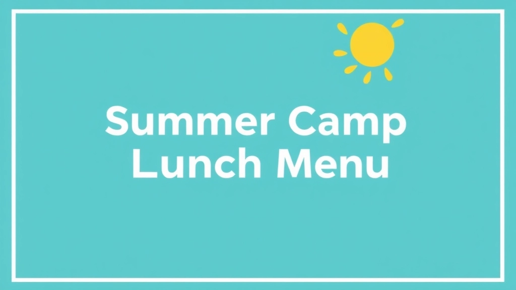 Summer Camp Lunch Menu: Fun & Healthy Ideas